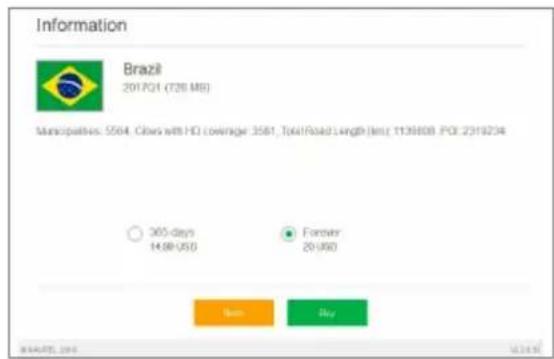 Information Brazil 2017Q1 (728 MB) Municipalities: 5564. Cities with HD coverage: 3561, Total Road Length (km): 1139808, PQ: 2319234 ○ 365 days 14.98 US$0 ● Forever 20 US$0 Send Buy BRAFZE 2017