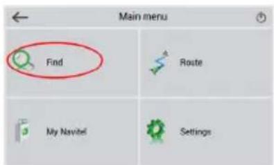 Main menu Find Route My Navitel Settings
