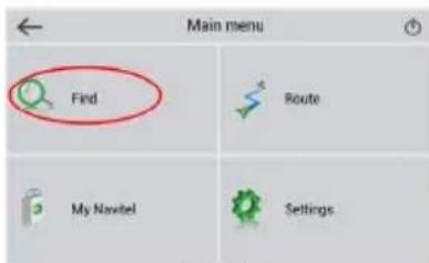 Main menu Find Route My Navitel Settings
