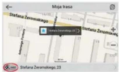 Mobile map interface screenshot showing location markers and navigation controls