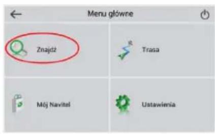 Menu główne Znajdz Trasa Mój Navitel Ustawienia