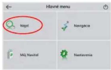 Havné menu Najst Navigaca Mög Navitel Nastavemie