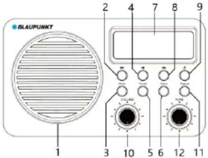BLAUPUNKT 1 2 4 7 8 9 VOLUME TUNE 3 10 5 6 12 11