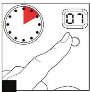 Illustration showing a hand pointing at a clock with a red hour, next to an analog clock displaying 07.