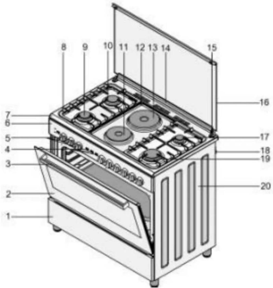 Kernau KFC 90093 GE CI X - WERSJA Z PŁYTĄ KUCHENNA GAZOWO-ELEKTRYCZNA - 1