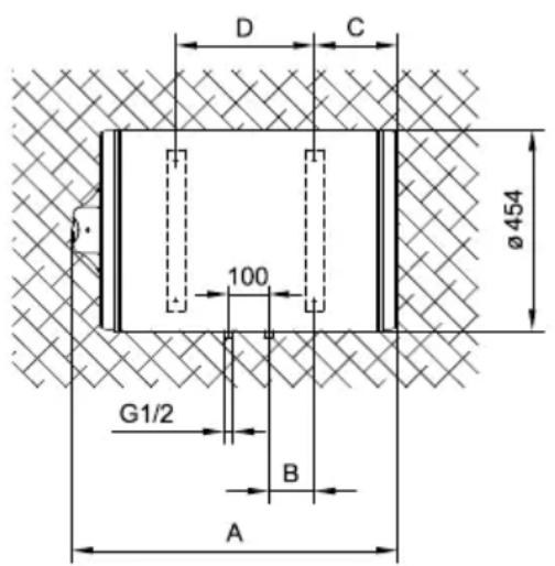 D C Ø454 100 G1/2 B A