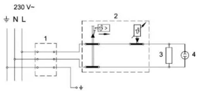 230 V~ ± N L 1 2 7 v> v 3 4