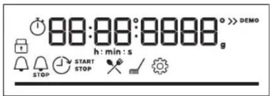88:88:8888 h : min : s STOP START STOP >>> DEMO