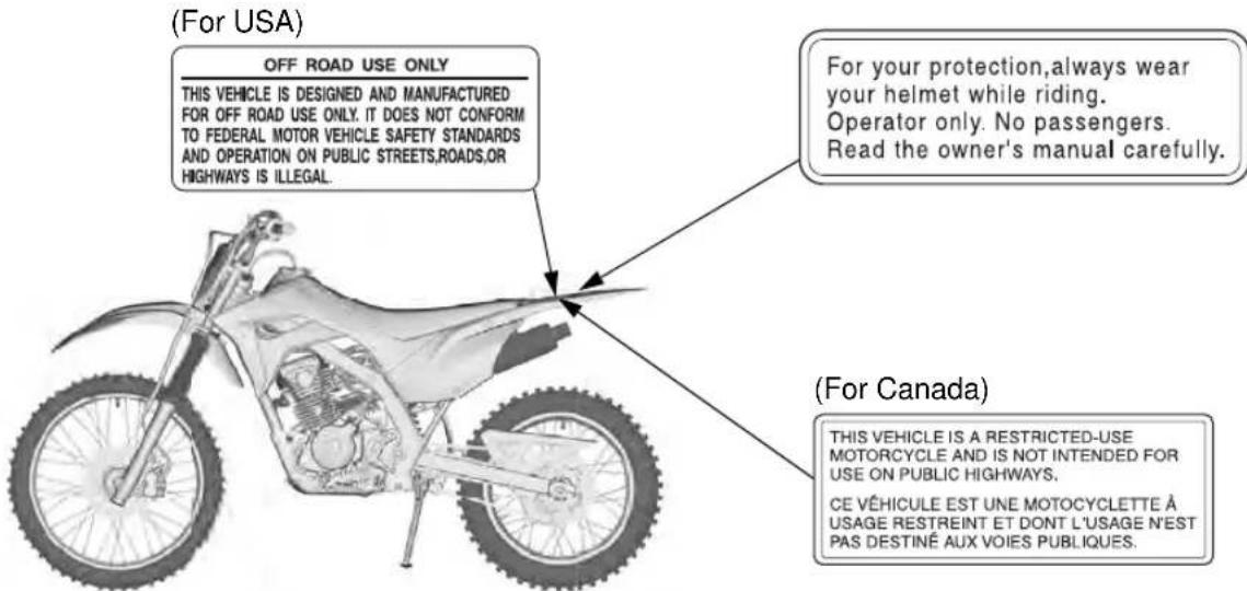 Honda Big Wheel CRF125F (2020) - Safety Labels - 1