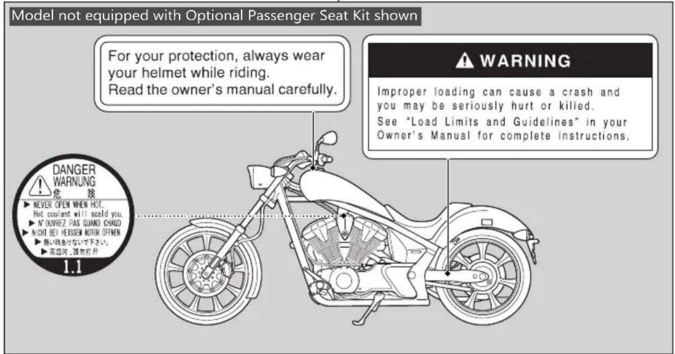 Honda Fury VT1300CX (2020) - Safety Labels - 1