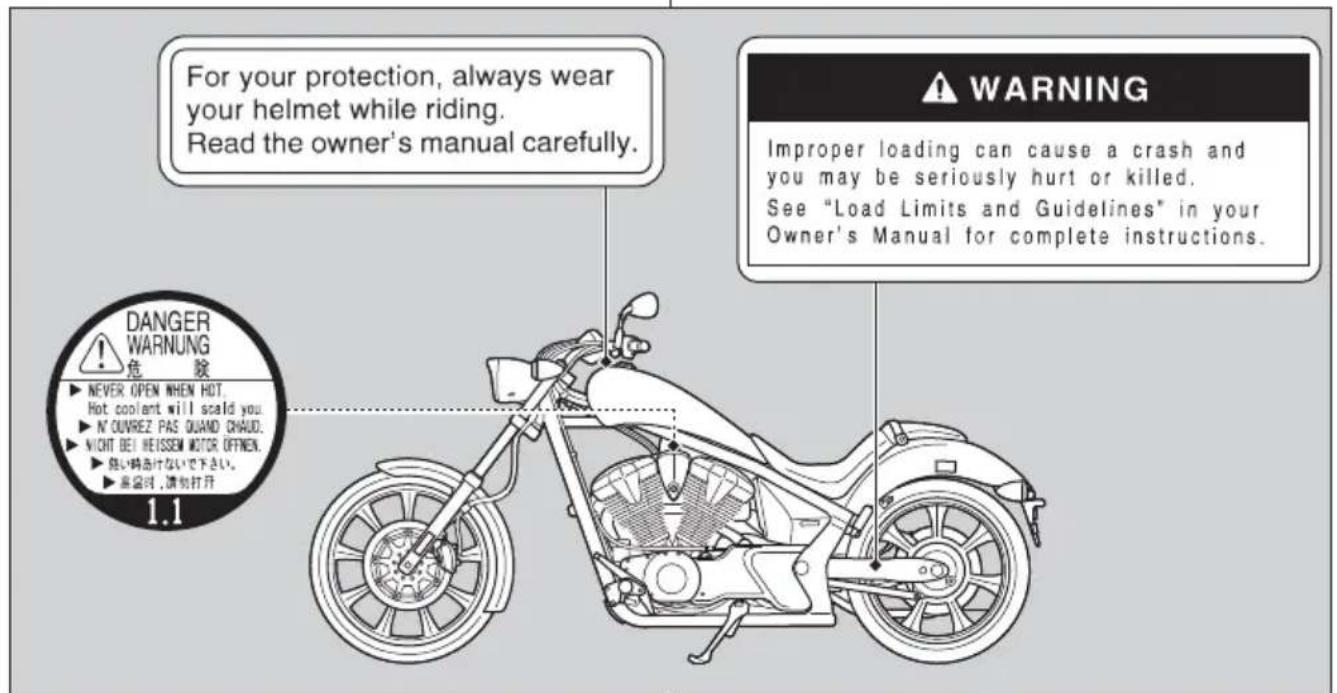 Honda Fury VT1300CX (2013) - Safety Labels - 1