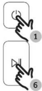 Diagram showing two hand gestures with numbered labels 1 and 6, likely illustrating a finger movement or control logic.