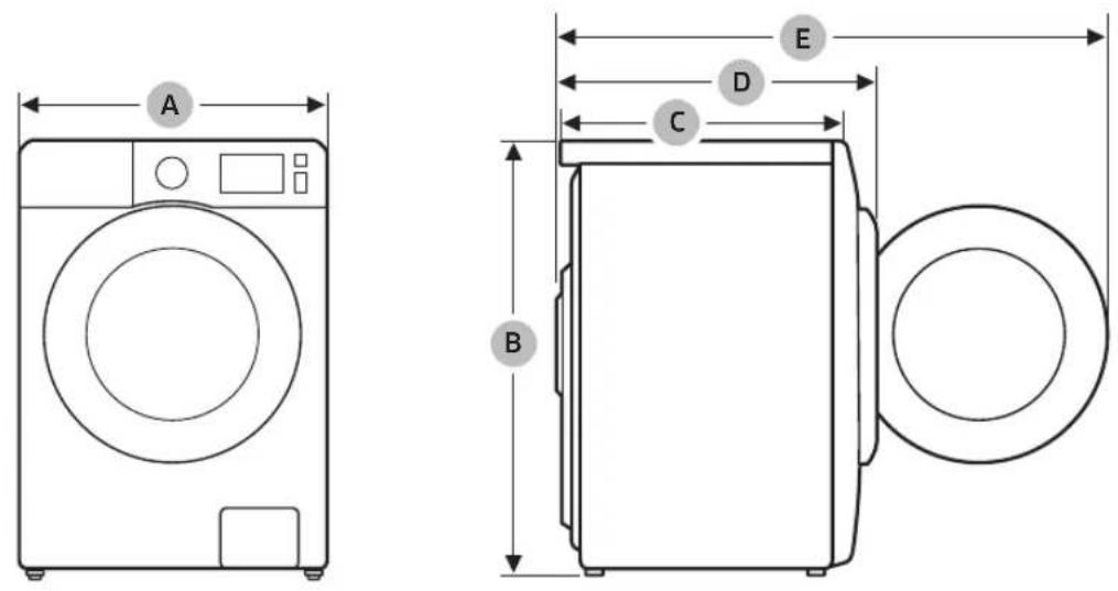 SAMSUNG WW80R421HFW - Tehniliste andmete leht - 1