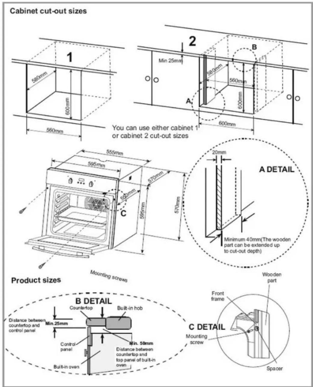 OMEGA OBO654TGG - INSTALLATION OF BUILT IN OVEN - 1