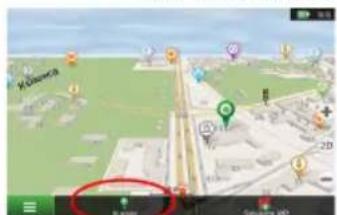 Screenshot of a 3D map interface showing location markers and a highlighted area with a red circle, likely from a GIS or GIS software interface.