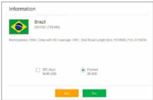 Information Brazil 2017Q1 (729 MB) Municipalities: 5564, Cities with HD coverage: 3581, Total Road Length (km): 1139938, POX 2319234 ○ 305 days 14.99 USD ● Forward 20 USD Buy Buy