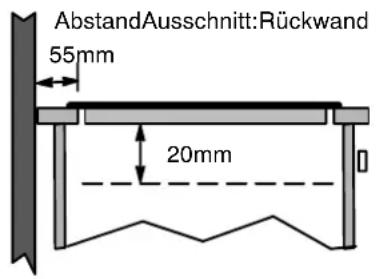 AbstandAusschnitt:Rückwand 55mm 20mm