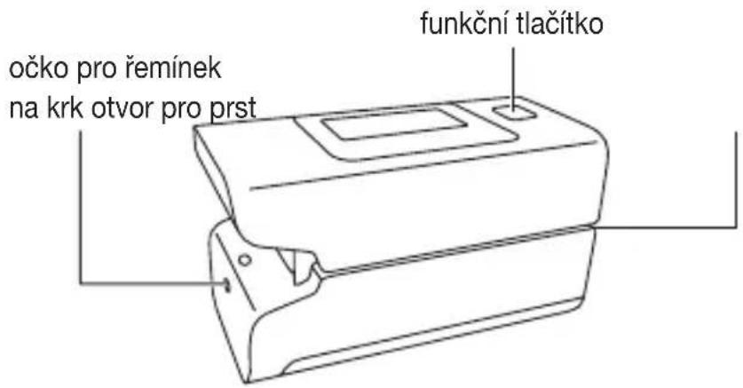 očko pro řemínek na krk otvor pro prst funkční tlačítko