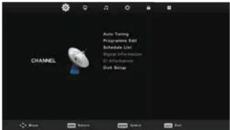CHANNEL Auto Turning Programme Edit Schedule List Original Information On Information Disk Setup
