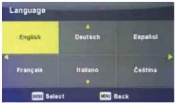 Language English Deutsch Español Français Italiano Čeština MOD Select MIN Back