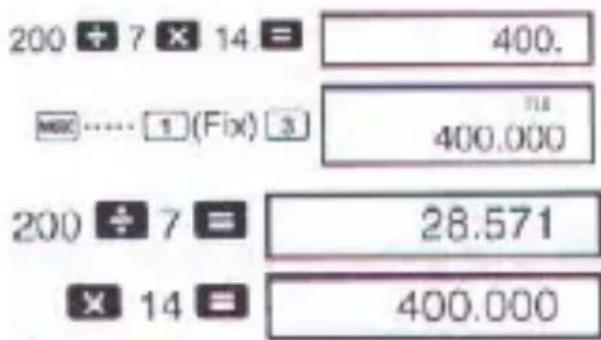 200 + 7 × 14 = 400. ... 1 (Fix) 3 400.000 200 ÷ 7 = 28.571 × 14 = 400.000