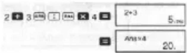 2 + 3 [ ] [ ] [ ] 4 = 2+3 5.mu = Ans×4 20.