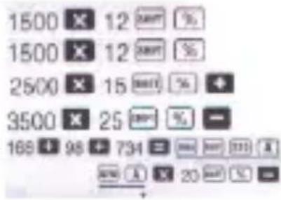 1500 × 12 1500 × 12 2500 × 15 3500 × 25 168 + 98 + 734 = 200 + 200 - 20