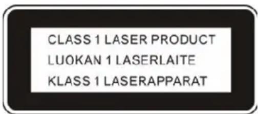 CLASS 1 LASER PRODUCT LUOKAN 1 LASERLAITE KLASS 1 LASERAPPARAT