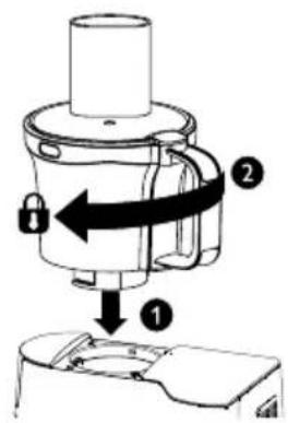 Diagram of a mechanical device with labeled parts and directional arrows indicating motion or movement.