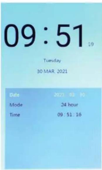 09:51 Tuesday 30 MAR. 2021 Date 2021 03 10 Mode 24 hour Time 09:51:16