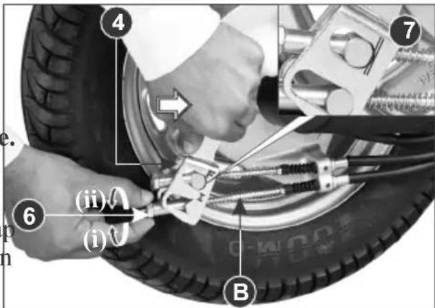 HERO Pleasure (2014) - Left hand front brake cable (B) on "I" side. - 2