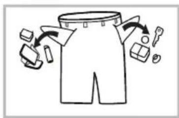 Diagram illustrating a garment pattern with labeled parts and directional arrows indicating movement or processing steps.