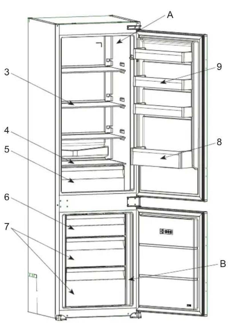 Kluge KC2256J - PART - 7. PARTS OF THE APPLIANCE AND THE COMPARTMENTS - 1