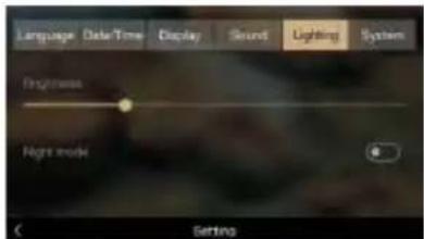 Language Date/Time Display Sound Lighting System Progress Neg mode Setting