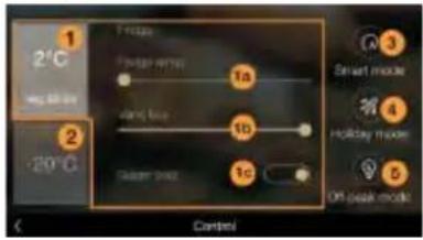1 2°C Avg. Filter 20°C F GPS Frequency error 1a Vamp mode 1b Custom mode 1c Smart mode 4 Holiday mode 5 Off-peak mode Control