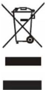 Diagram showing a trash bin with crossed lines and three horizontal bars below, indicating no waste or discharge.