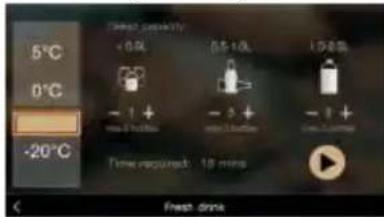 5°C 0°C -20°C Free drink + 0.5 - 1 + Time required: 18 mins 0.5+0.5 - 0 + Time required: 18 mins 1.5+0.5