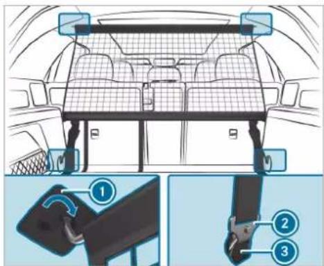 Mercedes-Benz GLE (2022) - Attaching/removing the partitioning net - 1