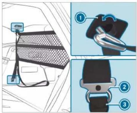 Mercedes-Benz GLE (2022) - Attaching/removing the partitioning net - 3