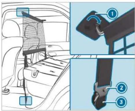 Mercedes-Benz GLE (2022) - Attaching/removing the partitioning net - 2