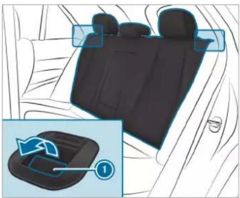 Mercedes-Benz GLE (2022) - Folding the rear seat backrest forwards - 1