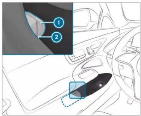 Mercedes-Benz GLE (2022) - A WARNING Risk of accident due to an incorrectly secured fire extinguisher in the driver's footwell - 2