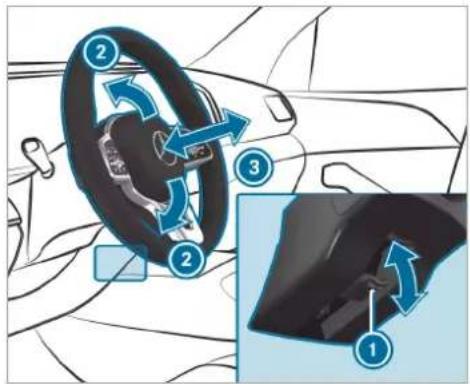 Mercedes-Benz GLE (2022) - Adjusting the steering wheel manually - 3