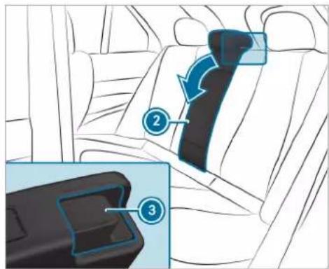 Mercedes-Benz GLE (2022) - Folding the rear seat backrest forwards - 2
