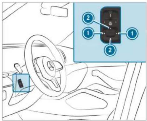 Mercedes-Benz GLE (2022) - Adjusting the steering wheel electrically - 1