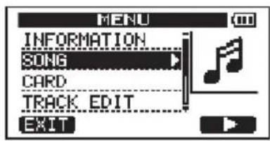 MENU INFORMATION SONG CARD TRACK EDIT EXIT