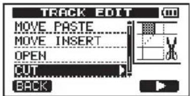 TRACK EDIT MOVE PASTE MOVE INSERT OPEN CUT > BACK
