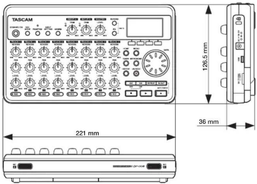 TASCAM 126.5 mm 36 mm 221 mm