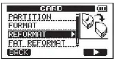 CARD PARTITION FORMAT REFORMAT FAT REFORMAT BACK