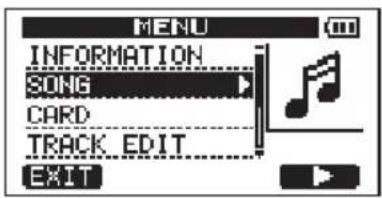 MENU INFORMATION SONG CARD TRACK EDIT EXIT